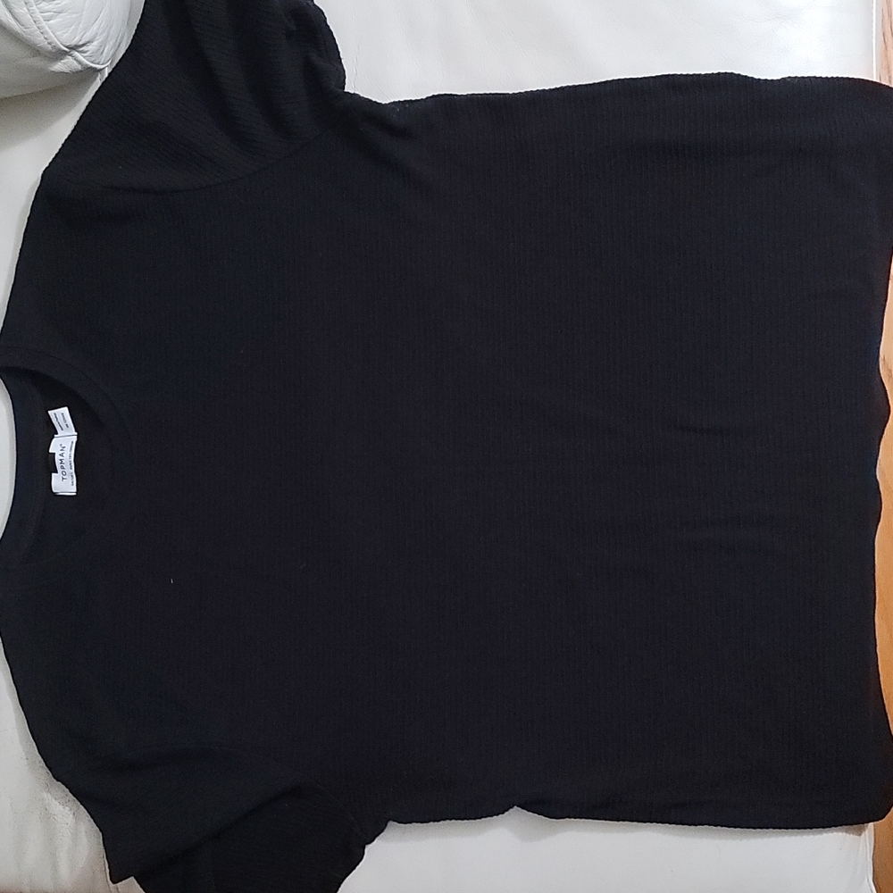 Topshop Black Ribbed Crew Neck T Shirt